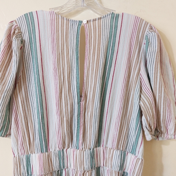 Loft Beach White Colorful Striped Open Tie Front Short Sleeve Casual Jumpsuit - Picture 8 of 12